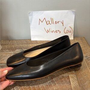 Everlane Black Leather Square-Toe Ballet Flats